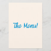 青モダンフランスのスタイルハンドドローレトロ結婚ズ メニュー (裏面)