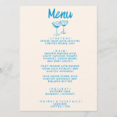 青モダンフランスのスタイルハンドドローレトロ結婚ズ メニュー (正面)