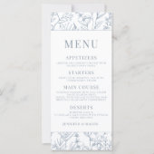 青モダンフランスのフローラ結婚カード (正面)