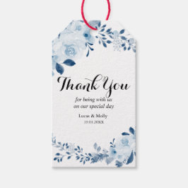 青モダンフランスのフローラ結婚ラベル ギフトタグ