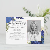 青モダンフローラお祝い 招待状 (スタンド正面)