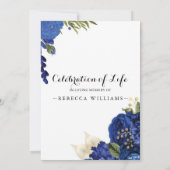 青モダンフローラお祝い 招待状 (裏面)