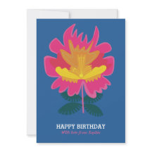 青モダンフローラかわいらしエレガント誕生日カード