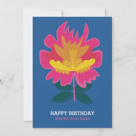 青モダンフローラかわいらしエレガント誕生日カード シーズンカード