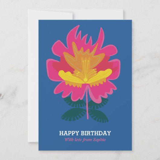 青モダンフローラかわいらしエレガント誕生日カード シーズンカード (正面)