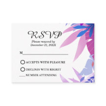 青モダンフローラピンク水色RSVPトロピカル