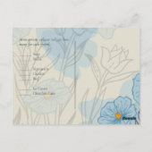 青モダンフローラ抽象芸術結婚式RSVP ポストカード (裏面)