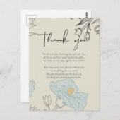 青モダンフローラ抽象芸術結婚 ポストカード (正面/裏面)