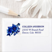 青モダンフローラ旋回差出人住所 ラベル (インサイチュ)