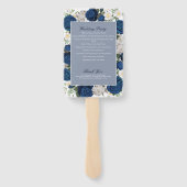 青モダンフローラ水彩結婚式 プログラム ハンドファン (裏面)