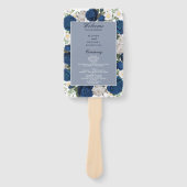 青モダンフローラ水彩結婚式 プログラム ハンドファン (正面)