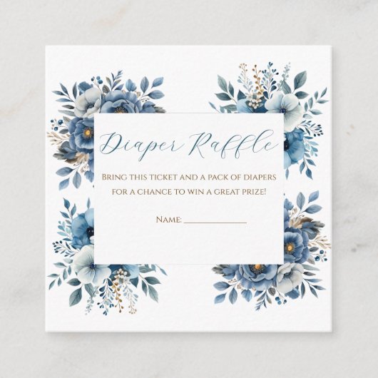 青モダンフローラ水彩赤ちゃんシャワー エンクロージャーカード (正面)