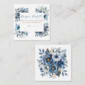 青モダンフローラ水彩赤ちゃんシャワー エンクロージャーカード (正面/裏面)