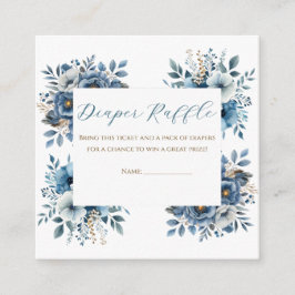 青モダンフローラ水彩赤ちゃんシャワー エンクロージャーカード