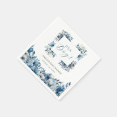 青モダンフローラ水彩赤ちゃんシャワー スタンダードカクテルナプキン (角)