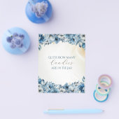 青モダンフローラ水彩赤ちゃんシャワー チラシ (シングル)