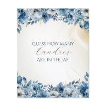 青モダンフローラ水彩赤ちゃんシャワー