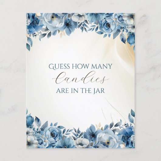 青モダンフローラ水彩赤ちゃんシャワー チラシ (正面)