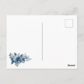 青モダンフローラ水彩赤ちゃんシャワー ポストカード (裏面)