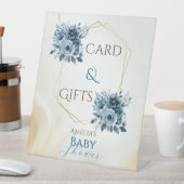 青モダンフローラ水彩赤ちゃんシャワー 台座サイン (インサイチュ)