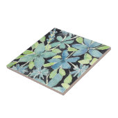 青モダンフローラ水色 タイル (側面)