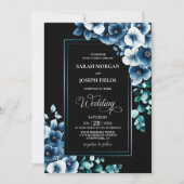 青モダンフローラ結婚ズ 招待状 (正面)