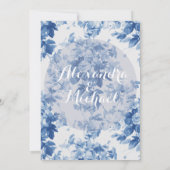 青モダンフローラ花水彩結婚カード 招待状 (裏面)