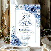 青モダンフローラ21歳の誕生日パーティー 招待状