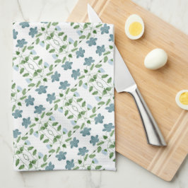青モダンフローラ キッチンタオル