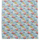 青モダンフローラ シャワーカーテン (正面)