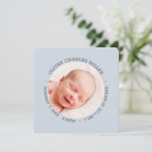 青モダンベビー誕生発表写真カード 案内状 (スタンド正面)