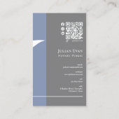 青モダンペンのペン先ロゴ公証人Qrコード 名刺 (裏面)