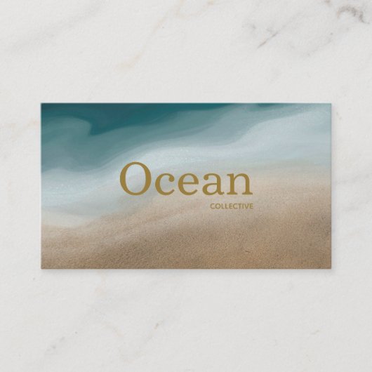 青モダンミニマルとベージュの抽象芸術 名刺 (正面)