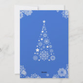青モダンミニマルのクリスマス写真の雪 シーズンカード (裏面)