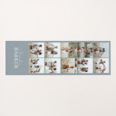 青モダンミニマルエレガント数々の写真コラージュ ヨガマット (裏面(横))