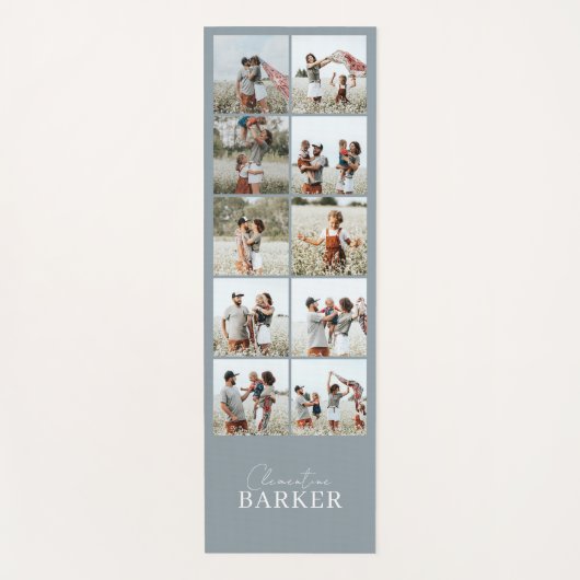 青モダンミニマルエレガント数々の写真コラージュ ヨガマット (正面)