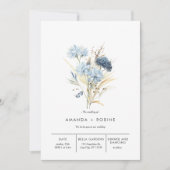 青モダンミニマルフローラ結婚式招待状 招待状