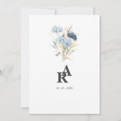 青モダンミニマルフローラ結婚式招待状 招待状