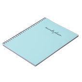 青モダンミニマルモノグラム完全名の追加 ノートブック (左側)