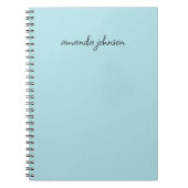 青モダンミニマルモノグラム完全名の追加 ノートブック (正面)