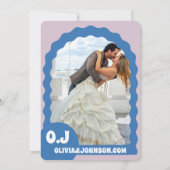 青モダンミニマルレトロ波弧日はっきりした付 セーブザデート (裏面)