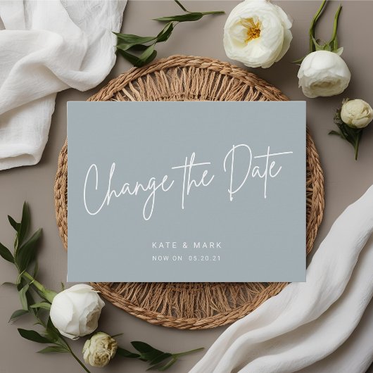 青モダンミニマル日の発表の変更 ポストカード