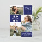 青モダンミニマル白フォトグリッド卒業 案内状 (スタンド正面)