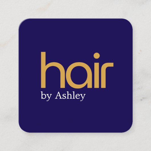 青モダンミニマル黄はっきりした毛サロン スクエア名刺 (正面)