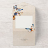 青モダンミニマル&錆蝶タンQRコード オールインワン招待状 (外側)