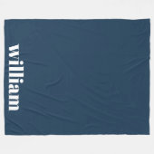 青モダンモノグラパーソナライズされたム名 フリースブランケット (正面(横))