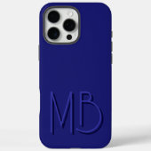 青モダンモノグラムイニシャルコンテンポラリー Case-Mate iPhoneケース (裏面)