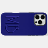 青モダンモノグラムイニシャルコンテンポラリー Case-Mate iPhoneケース (裏面 (横))