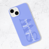 青モダンモノグラムイニシャルスクリプト名 iPhoneケース