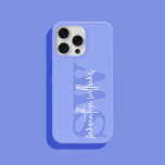 青モダンモノグラムイニシャルスクリプト名 iPhone 14ケース<br><div class="desc">ブルーモノグラムモダンイニシャルスクリプト名iPhoneケース</div>